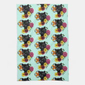 Black Jaguar Portrait Blume Geschirrtuch (Vertikal)