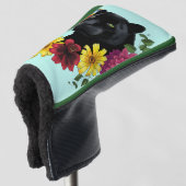 Black Jaguar Portrait Blume Golf Headcover (3/4 Vorderseite)