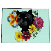 Black Jaguar Portrait Blume Große Geschenktüte (Rückseite)