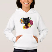 Black Jaguar Portrait Blume Hoodie (Vorderseite)