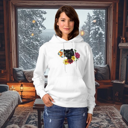 Black Jaguar Portrait Blume Hoodie