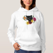 Black Jaguar Portrait Blume Hoodie (Vorderseite)