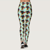 Black Jaguar Portrait Blume Leggings (Rückseite)