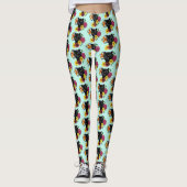 Black Jaguar Portrait Blume Leggings (Vorderseite)