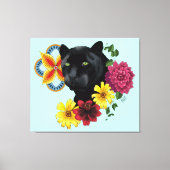 Black Jaguar Portrait Blume Leinwanddruck (Vorderseite)