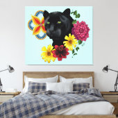 Black Jaguar Portrait Blume Leinwanddruck (Insitu (Schlafzimmer))