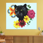 Black Jaguar Portrait Blume Leinwanddruck (Insitu (Wohnzimmer))