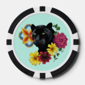 Black Jaguar Portrait Blume Pokerchips (Vorderseite)