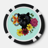 Black Jaguar Portrait Blume Pokerchips (Rückseite)