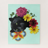 Black Jaguar Portrait Blume Puzzle (Vertikal)