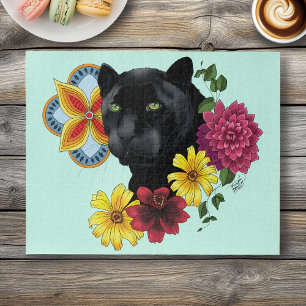 Black Jaguar Portrait Blume Puzzle