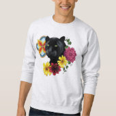 Black Jaguar Portrait Blume Sweatshirt (Vorderseite)