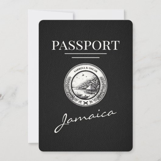 Black Jamaica Passport Save the Date (Vorderseite)