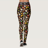 Black Japanese Maneki Neko Cat und Sushi Leggings (Rückseite)