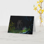 Black Jaquar in the Woods Greeting Card Karte (Gelbe Blume)