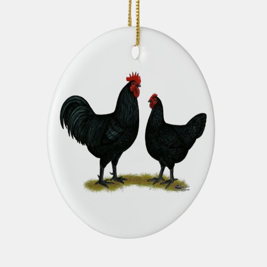 Black Java Chickens Keramik Ornament (Rechts)