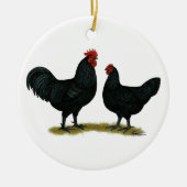 Black Java Chickens Keramik Ornament (Vorne)