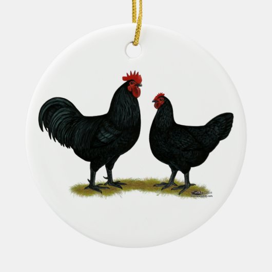 Black Java Chickens Keramik Ornament (Vorne)