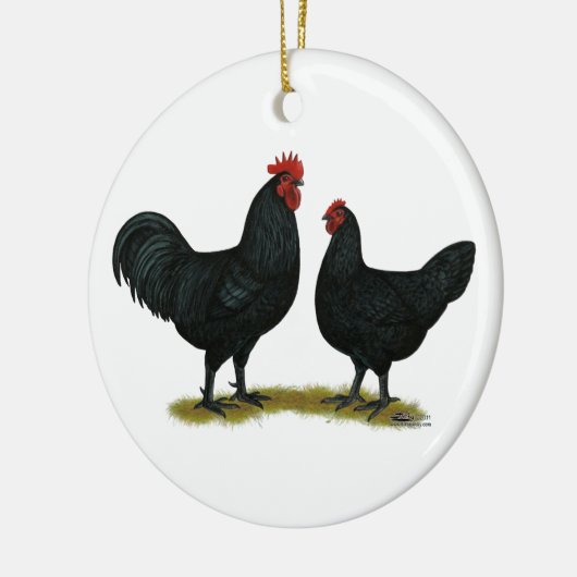 Black Java Chickens Keramik Ornament (Links)