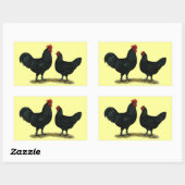 Black Java Chickens Rechteckiger Aufkleber (Blatt)