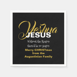 Black JESUS REASON SAASON Weihnachtszeitung Serviette