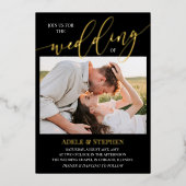 Black Join US Script Fotos Doppelseitige Hochzeit Folieneinladung (Vorderseite)