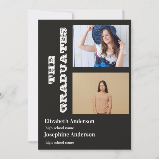 Black Joint Celebration Graduation Party 2 Fotos Einladung (Rückseite)