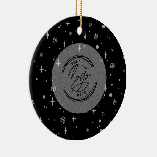 Black Jolly Christmas Business-Logo QR-Code Chic Keramik Ornament (Rechts)