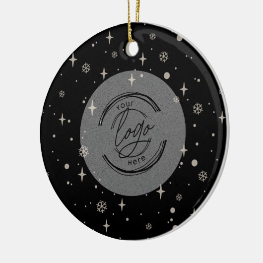 Black Jolly Christmas Business-Logo QR-Code Chic Keramik Ornament (Links)
