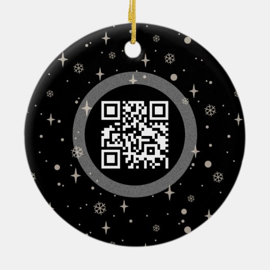 Black Jolly Christmas Business-Logo QR-Code Chic Keramik Ornament (Hinten)