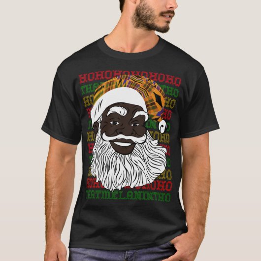 Black Jolly Santa Design Afroamerikaner Santa T-Shirt (Vorderseite)