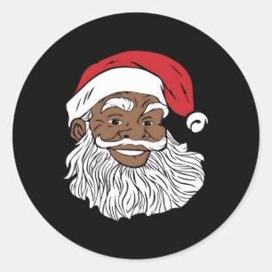 Black Jolly Santa Fun Afrikanischer Santa American Runder Aufkleber