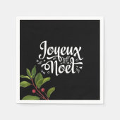 Black Joyeux Weihnachten Serviette (Vorderseite)