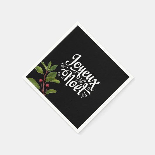 Black Joyeux Weihnachten Serviette (Ecke)