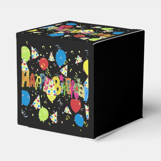 Black Joyous Happy Birthday Geschenkschachtel (Rückseite)
