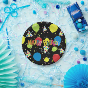 Black Joyous Happy Birthday Pappteller