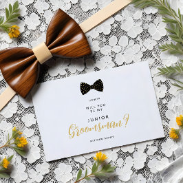 Black Jr Groomsman Vintage Bow Wedding Proposal Postkarte