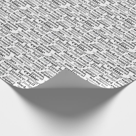 Black Judicial Text Word Cloud On White Geschenkpapier (Ecke)