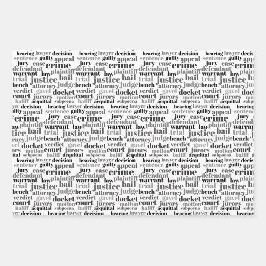 Black Judicial Text Word Cloud on White Geschenkpapier Set (Vorderseite 3)