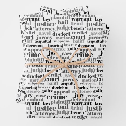 Black Judicial Text Word Cloud on White Geschenkpapier Set (Beispiel)