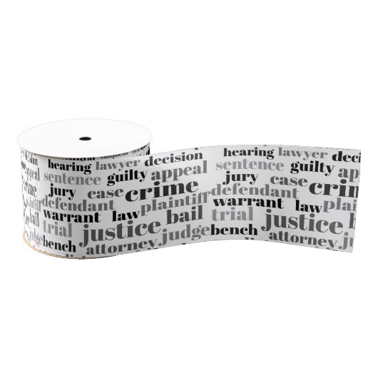 Black Judicial Text Word Cloud on White Ripsband (Spule)