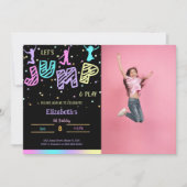 Black Jump Birthday Foto Einladung (Vorderseite)