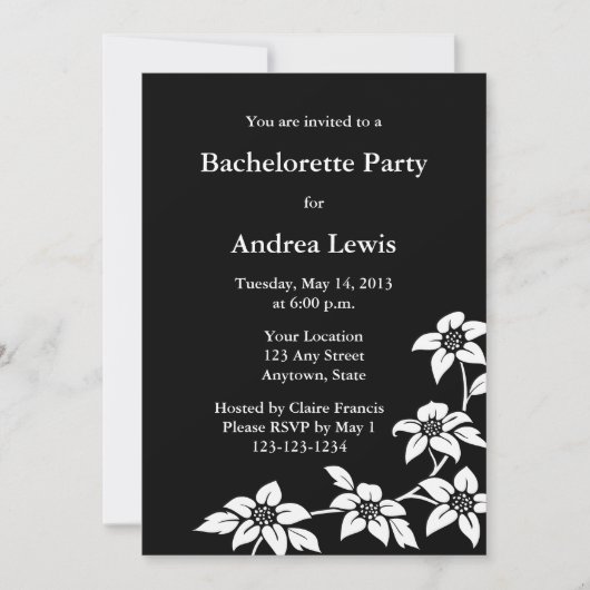 Black Junggeselinnen-Abschied Einladung / Ankündig (Vorderseite)