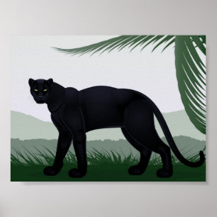 Black Jungle Panther Mini Poster