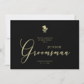 Black Junior Groomsman Chic Wedding Proposal (Vorderseite)