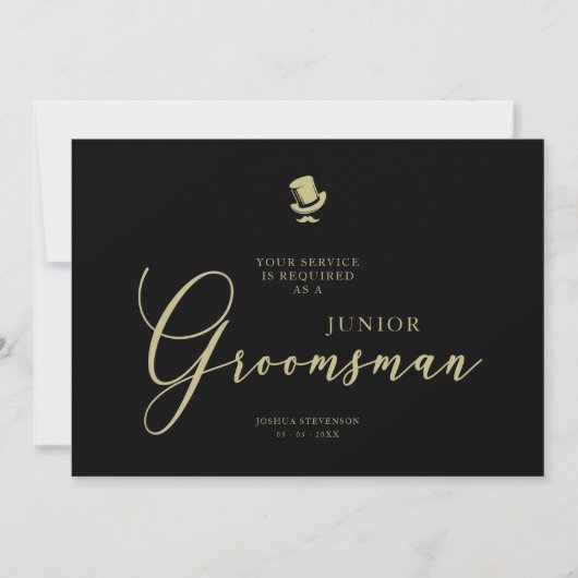 Black Junior Groomsman Chic Wedding Proposal (Vorderseite)