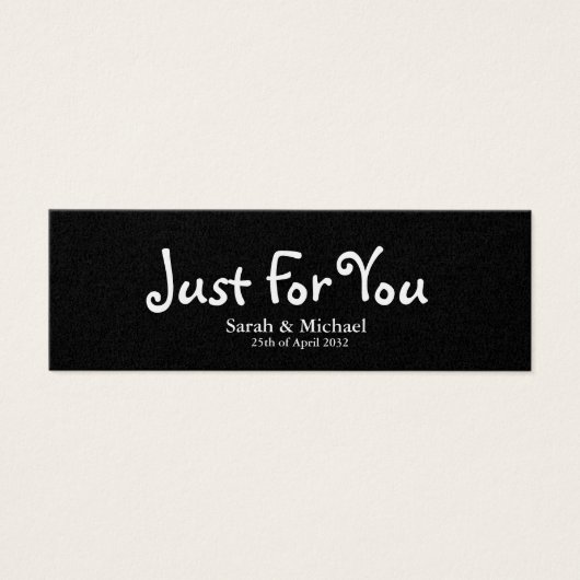Black 'Just For You' Gastgeschenk Hochzeit Gift-Ta (Vorderseite)