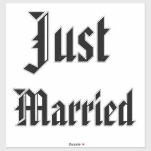 Black Just Married American Text Schriftart Aufkleber