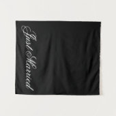 Black Just Married Fabric Car Wedding Banner Sign Wandteppich (Vorderseite (Horizontal))