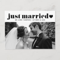 Black Just Married Retro Fett Typografie Foto